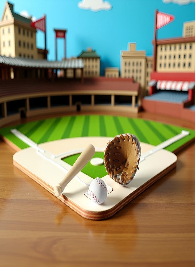 Qintreesify 3Pcs/Set Khaki Dollhouse Baseball, 1/12 Scale Miniature Accessories, Wood Miniature Baseball Glove Set for Scene Decor - Image 4